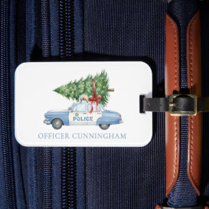 Custom Modern Police Officer Christmas Tree Car Luggage Tag