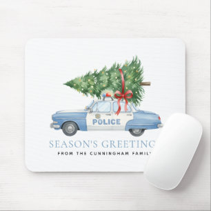 Custom Modern Police Officer Christmas Tree Car Mouse Pad