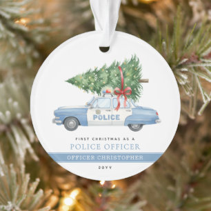 Custom Modern Police Officer First Christmas Ornament