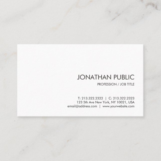 Custom Modern Professional Elegant Businesscards Business Card (Front)