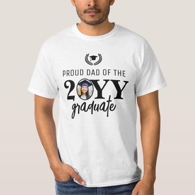 Custom Modern Proud Dad of the Graduate Parent T-Shirt (Front)