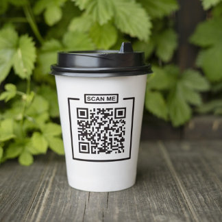 Custom Modern QR Code Black & White Business  Paper Cups