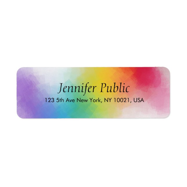 Custom Modern Rainbow Colours Abstract Template Return Address Label (Front)