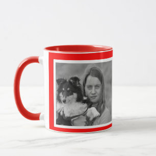 Custom Modern Red 2 photo collage Mug