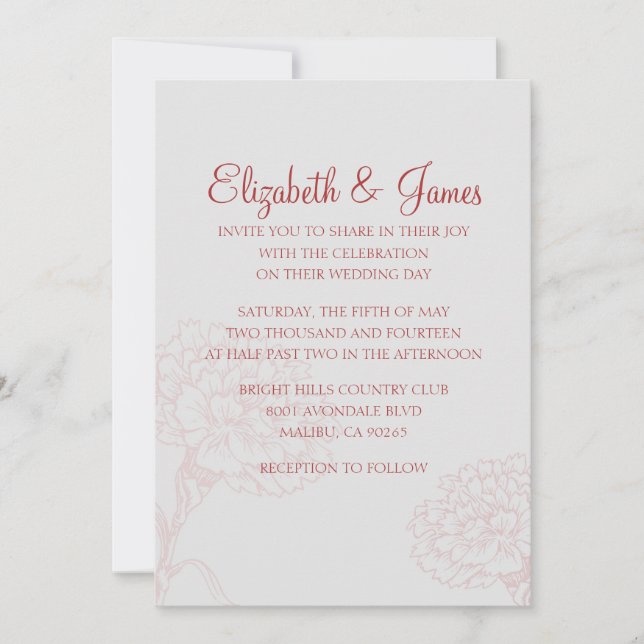 Custom Modern Red and White Wedding Invitations (Front)