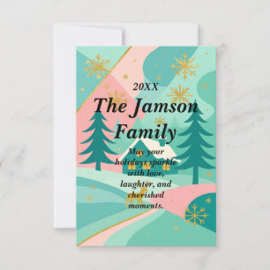 Custom Modern Retro Holiday Card – Colourful