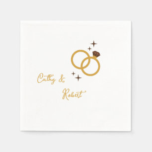 Custom Modern Rose Gold Wedding Rings Cocktail Napkin