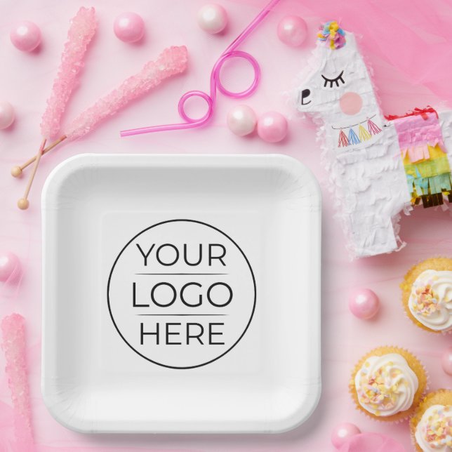 Custom Modern Round Business Logo Paper Plate (Party)