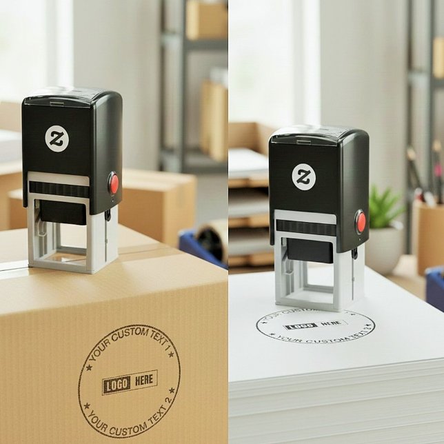 Custom Modern Round Business Logo & Text Seal Self-inking Stamp (custom logo stamp for packaging, self inking round business seal, small business branding tools, )