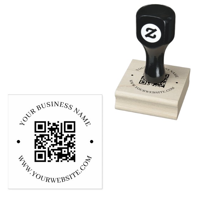 Custom Modern Round Business QR Code Promotional Rubber Stamp (Stamped)