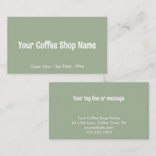 Custom Modern Sage Green Coffee Shop Template Business Card
