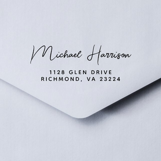 Custom Modern Script Return Address Rubber Stamp (Creator Uploaded)