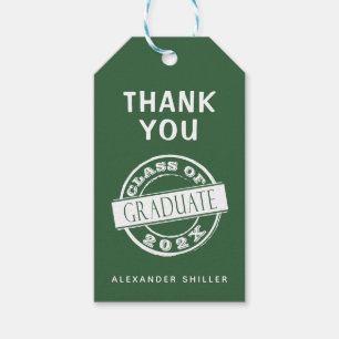 Custom Modern Simple Green Graduate Thank You Gift Tags