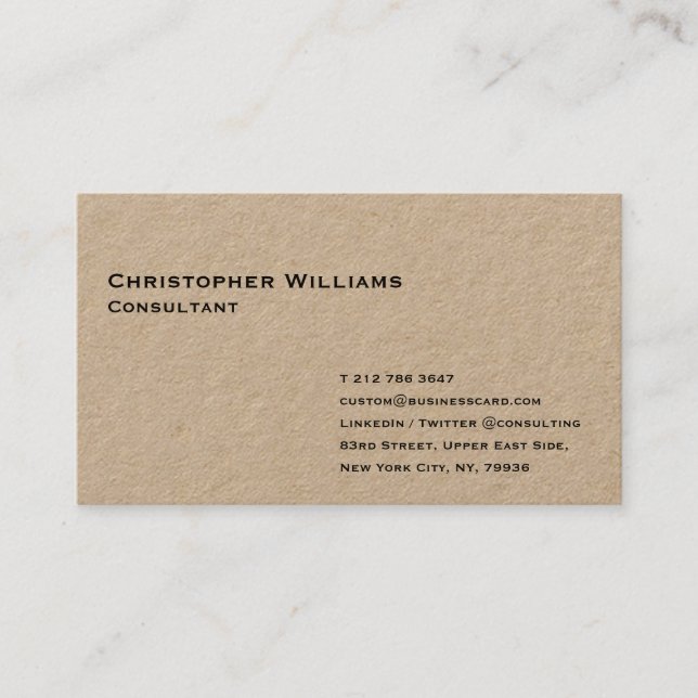 Custom Modern Simple Minimalist Professional Kraft Business Card (Front)