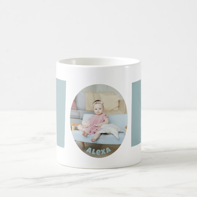 Custom modern simple Mother's Day gift photo Mom Coffee Mug (Center)
