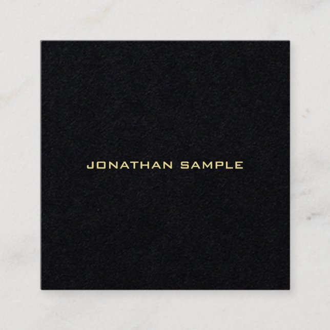 Custom Modern Simple Personalised Gold Name Text Square Business Card (Front)