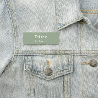 Custom Modern Simple Script Sage Green Employee ID Name Tag