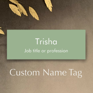 Custom Modern Simple Script Sage Green Employee ID Name Tag