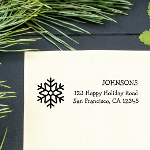 Custom Modern Simple Snowflake Christmas Holiday  Self-inking Stamp