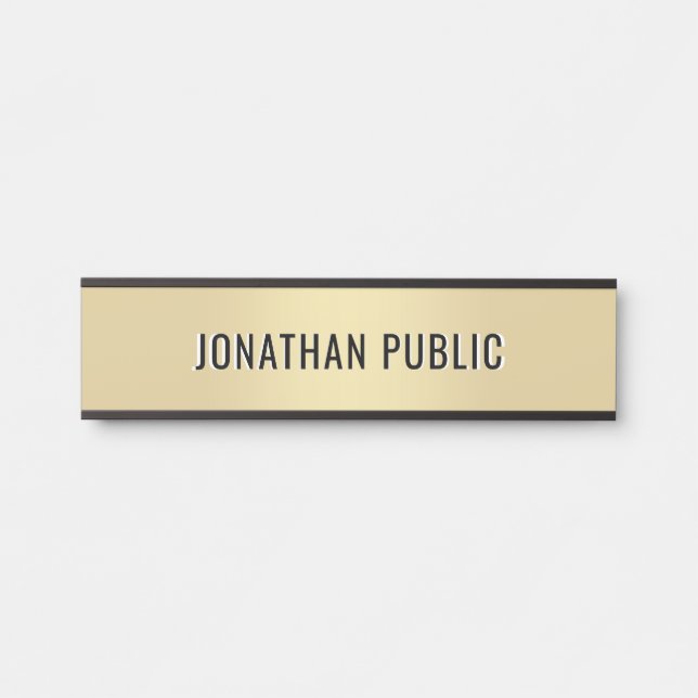 Custom Modern Simple Template Elegant Gold Home Door Sign (Front)