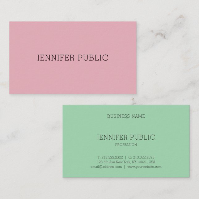 Custom Modern Simple Template Professional Elegant Business Card (Front/Back)