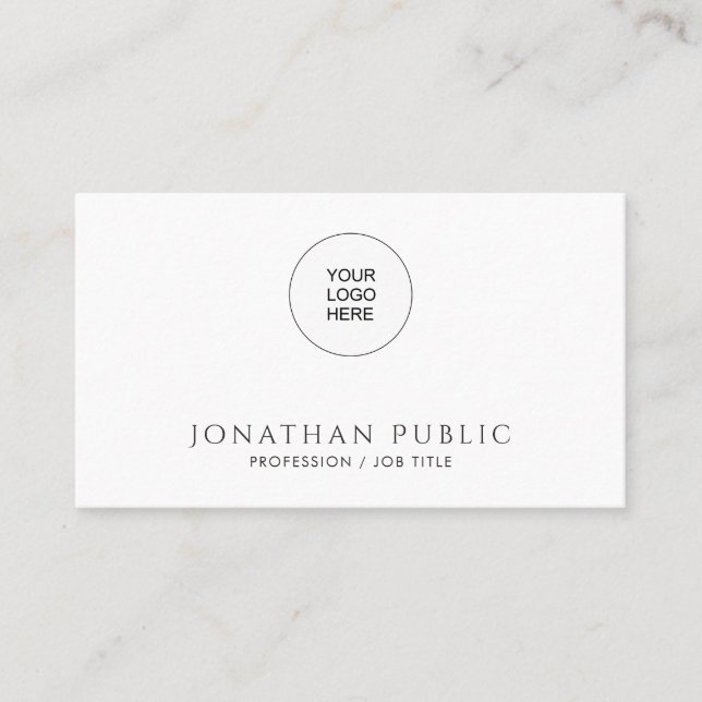 Custom Modern Simple Template Upload Your Logo to Business Card (Front)
