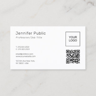 Custom Modern Simple Your Own Company Logo QR Code Business Card