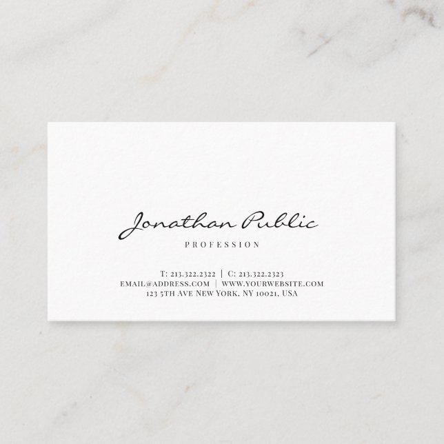 Custom Modern Sleek Simple Template Script Trendy Business Card (Front)