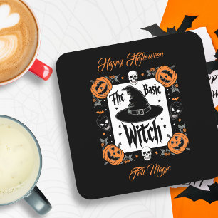 Custom Modern Spooky Pumpkins Cute Halloween Party Coaster