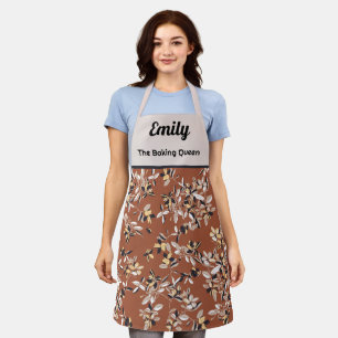 Custom modern stylised floral pattern apron