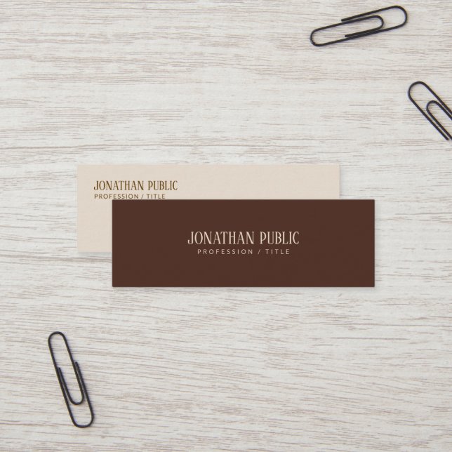 Custom Modern Stylish Brown & Beige Template Mini Business Card (Front/Back In Situ)