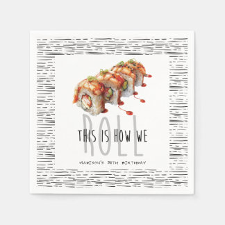 Custom Modern Sushi Adult Birthday Napkin