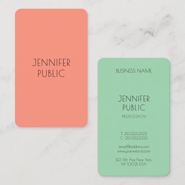 Custom Modern Template Elegant Trend Colours Business Card (Front/Back)