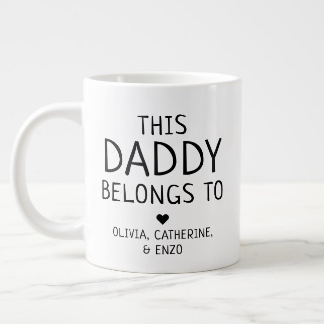 Custom Modern This Daddy Belongs To Father's Day Large Coffee Mug (Left)