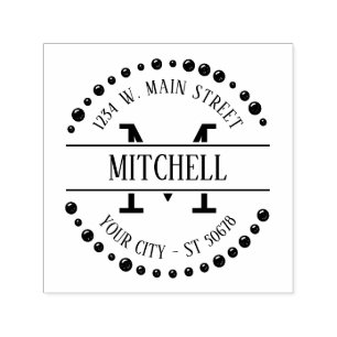 Custom Modern Trendy Chic Art Deco Circle Motif Self-inking Stamp