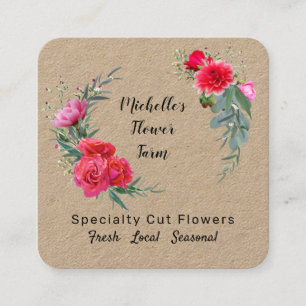 Custom Modern Trendy Flower Farm Botanical Floral Square Business Card