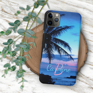 Custom Modern Tropical Island Beach Sunset Photo Case-Mate iPhone Case