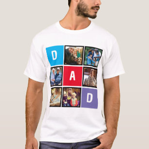 Custom Modern Typography Dad Photo Collage T-Shirt