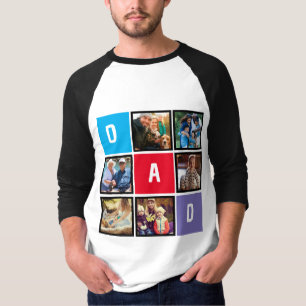 Custom Modern Typography Dad Photo Collage T-Shirt