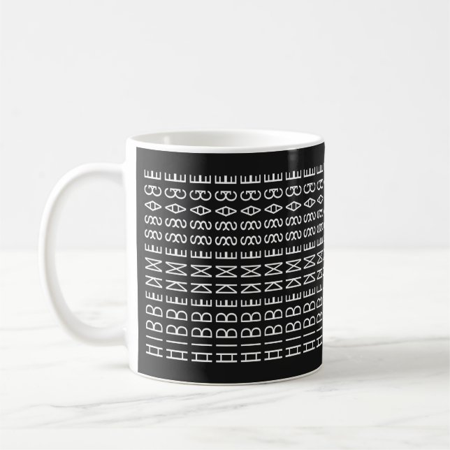 Custom Modern Typography Optical Illusion Text BW Coffee Mug (Left)