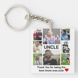 Custom modern Uncle 8 Photo Collage  Key Ring