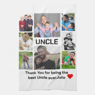 Custom modern Uncle 8 Photo Collage  Tea Towel