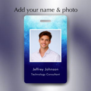 Custom Modern Unique Blue Photo ID Employee Badge