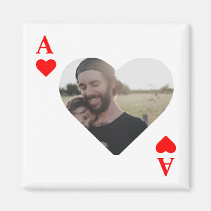 Custom modern unique poker heart photo monogram magnet