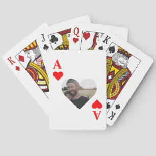 Custom modern unique poker heart photo monogram playing cards