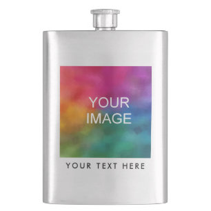 Custom Modern Upload Photo Image Or Logo Template Hip Flask