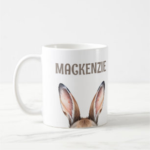 Custom Modern Watercolor Cute Easter Bunny Ears Coffee Mug