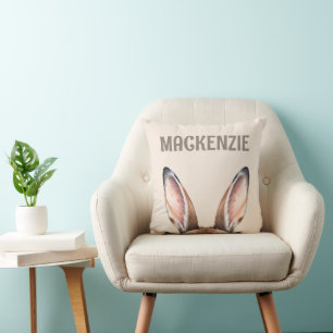 Custom Modern Watercolor Cute Easter Bunny Ears Cushion