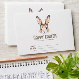 Custom Modern Watercolor Cute Easter Bunny Envelope
