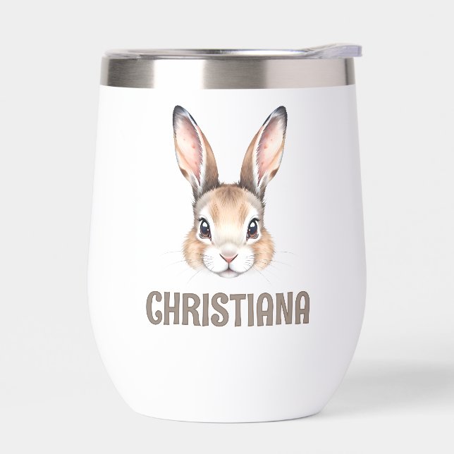 Custom Modern Watercolor Cute Easter Bunny Face (Left)